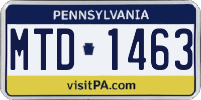 PA license plate MTD1463