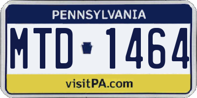 PA license plate MTD1464