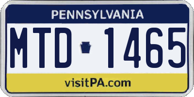 PA license plate MTD1465