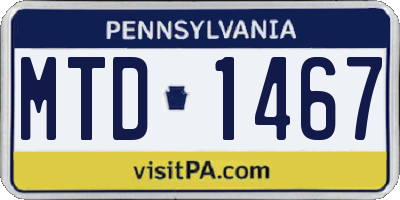 PA license plate MTD1467