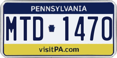 PA license plate MTD1470