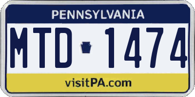 PA license plate MTD1474