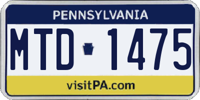 PA license plate MTD1475