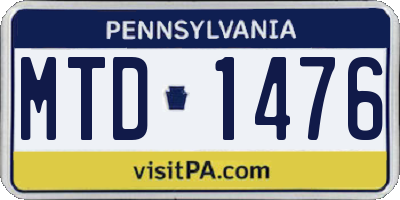 PA license plate MTD1476