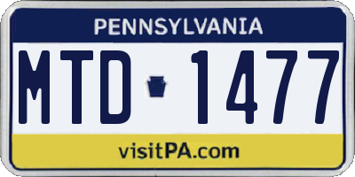 PA license plate MTD1477
