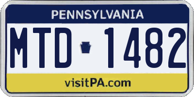 PA license plate MTD1482