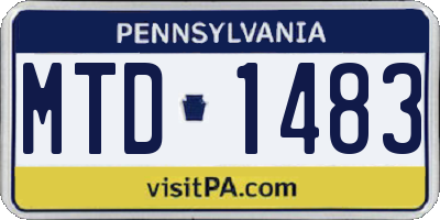 PA license plate MTD1483