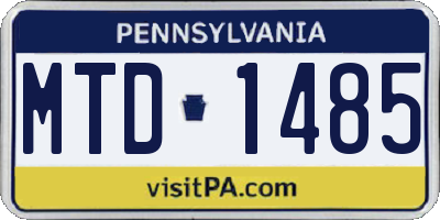 PA license plate MTD1485