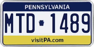 PA license plate MTD1489