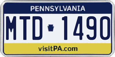 PA license plate MTD1490