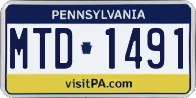 PA license plate MTD1491