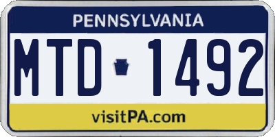 PA license plate MTD1492