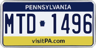 PA license plate MTD1496