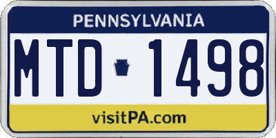 PA license plate MTD1498