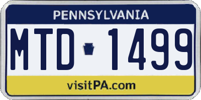 PA license plate MTD1499