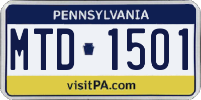 PA license plate MTD1501