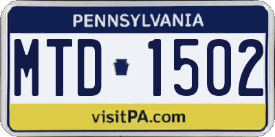 PA license plate MTD1502