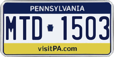 PA license plate MTD1503