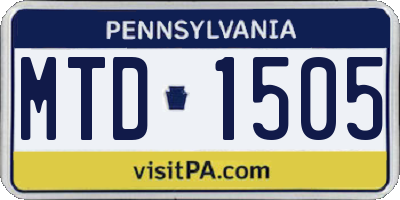 PA license plate MTD1505