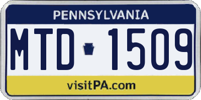 PA license plate MTD1509