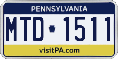 PA license plate MTD1511