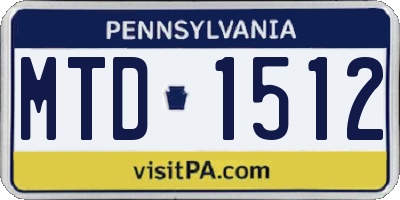 PA license plate MTD1512