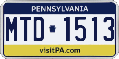 PA license plate MTD1513
