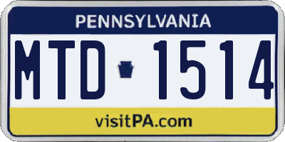PA license plate MTD1514