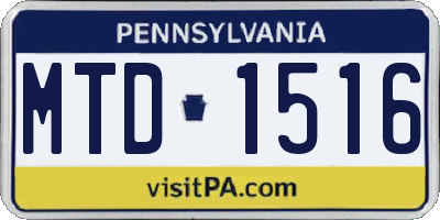 PA license plate MTD1516