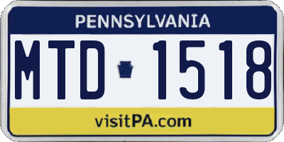 PA license plate MTD1518