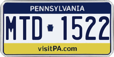 PA license plate MTD1522