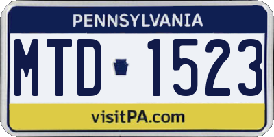 PA license plate MTD1523