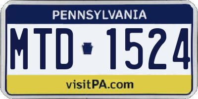 PA license plate MTD1524