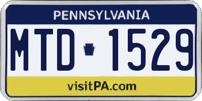 PA license plate MTD1529