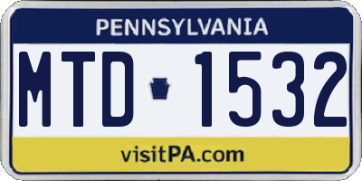 PA license plate MTD1532