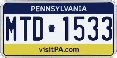 PA license plate MTD1533