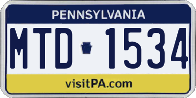 PA license plate MTD1534