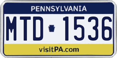 PA license plate MTD1536