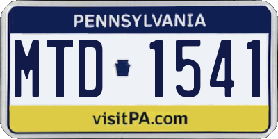 PA license plate MTD1541