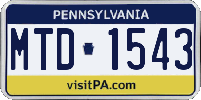 PA license plate MTD1543
