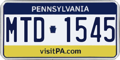 PA license plate MTD1545
