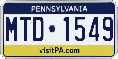 PA license plate MTD1549