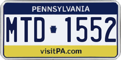 PA license plate MTD1552