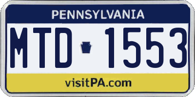 PA license plate MTD1553