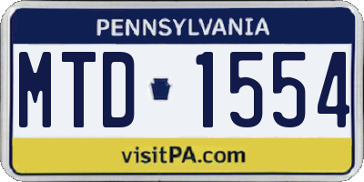 PA license plate MTD1554