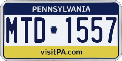 PA license plate MTD1557