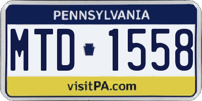 PA license plate MTD1558