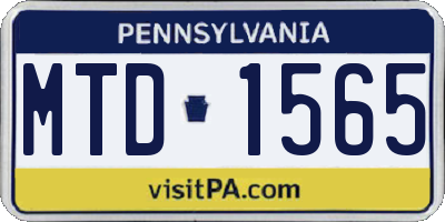 PA license plate MTD1565