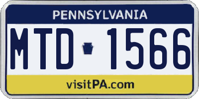 PA license plate MTD1566