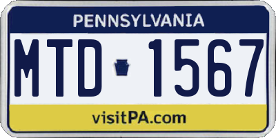 PA license plate MTD1567